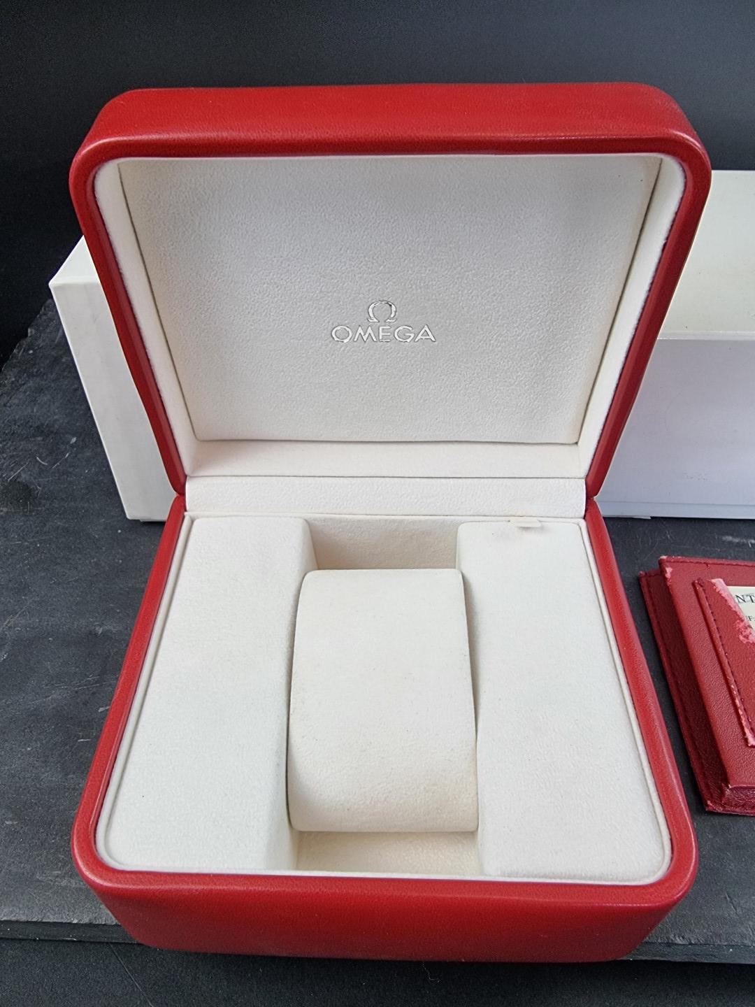 A Omega wristwatch box; with outer card box; chronometer guarantee booklet; and other papers; - Image 2 of 3