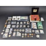 Coins: a collection of UK and world coins; to include thirteen collectable two pound coins; ten