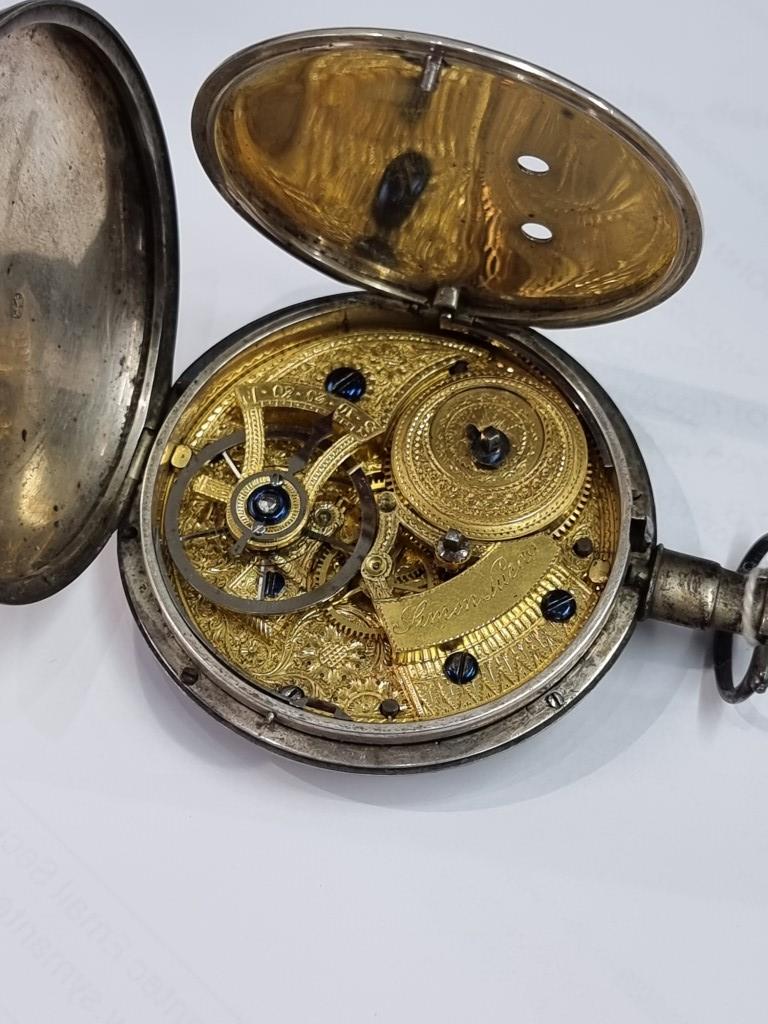 An unusual George III silver open face key wind skeletonised pocket watch, with duplex escapement - Image 5 of 6