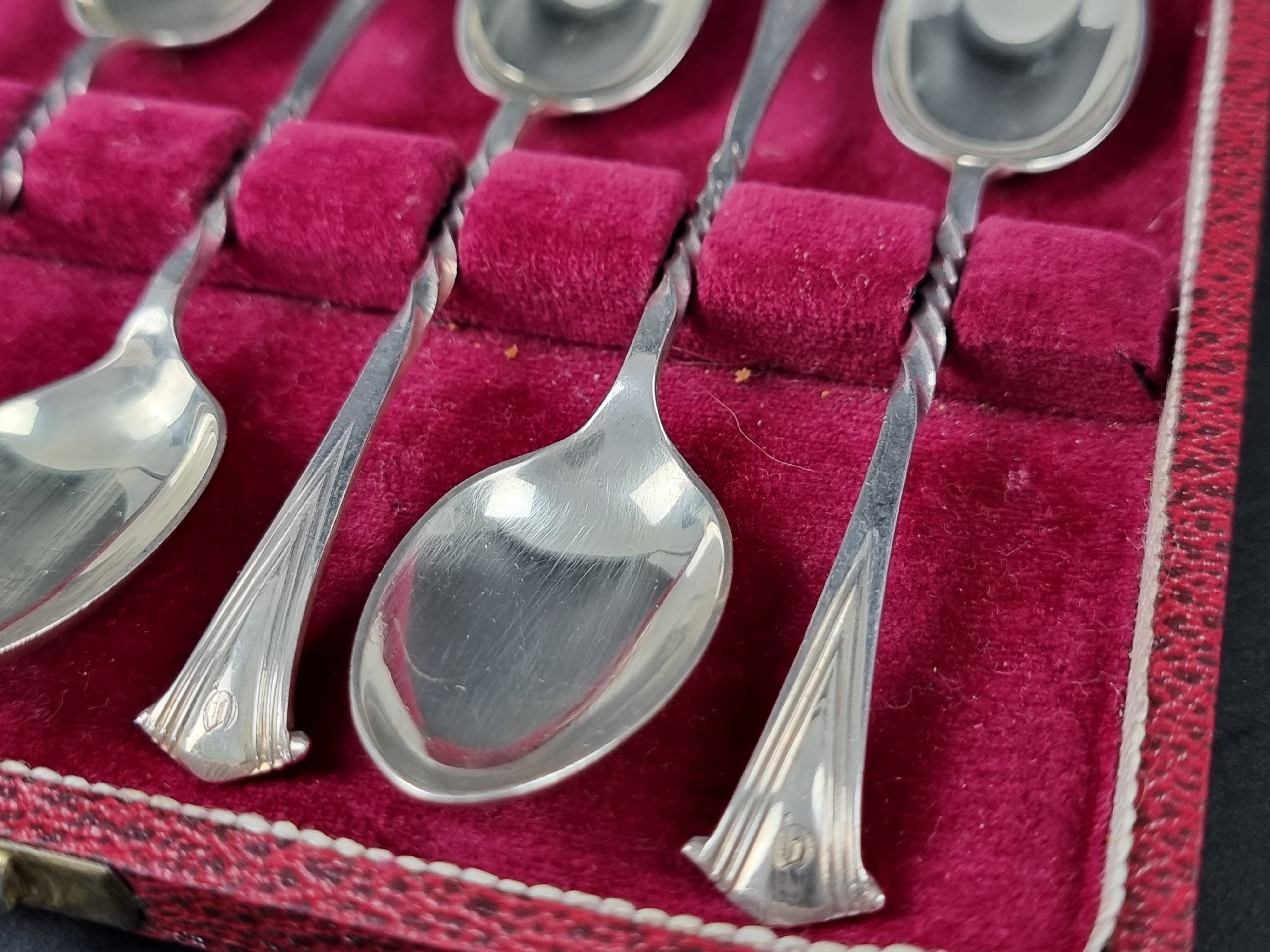 A cased set of six Victorian silver coffee spoons, by Atkin Brothers, Sheffield 1890, 80g. - Image 2 of 3