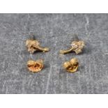 A pair of 18ct gold cloverleaf ear studs, set three brilliant cut diamonds, 10mm high, gross