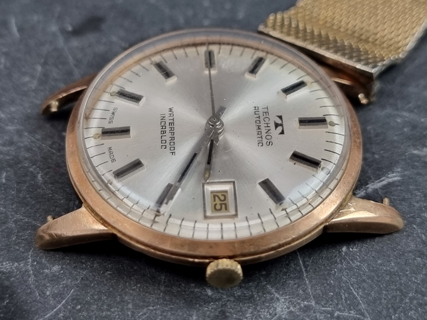 A Technos 9ct gold automatic wristwatch, 34mm, Ref. 3003, import mark Edinburgh 1965, with later - Image 2 of 5
