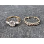 Two 9ct gold rings, set white stones, gross weight 4.2g.