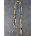 A 9ct gold necklace and pendant, stamped 'Greenwich Meridian, 2000', 58cm long, 11.1g.