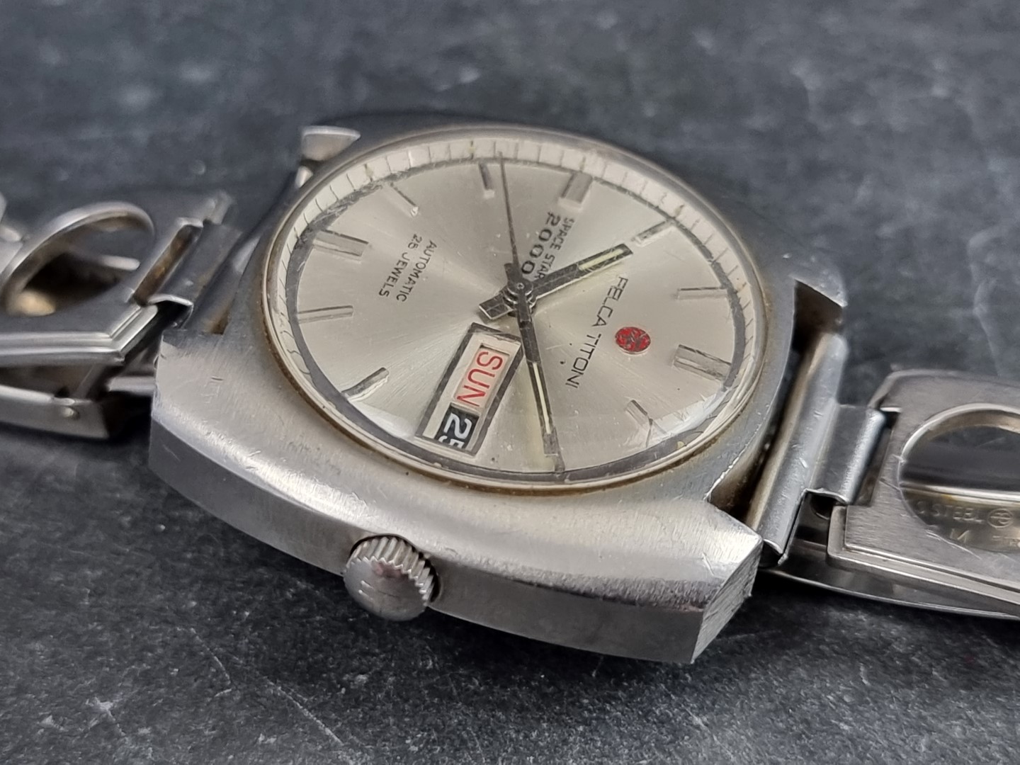 A 1970s Felca Titoni 'Space Star 2000' day-date stainless steel automatic wristwatch, 39mm, Ref. - Image 2 of 4
