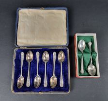 A cased set of six silver teaspoons, by Robert Pringle & Sons, Sheffield 1910; together with another