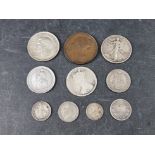 Coins: a small quantity of silver and part silver UK and world coins, 61g; together with a