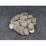 Coins: approximately eighty Victorian silver 3d coins, 94g.