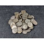 Coins: one hundred George V .500 silver 3d coins, 140g.