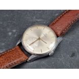 A circa 1954 Omega stainless steel manual wind wristwatch, 35mm, Ref. 14387934, Cal. 266, on later