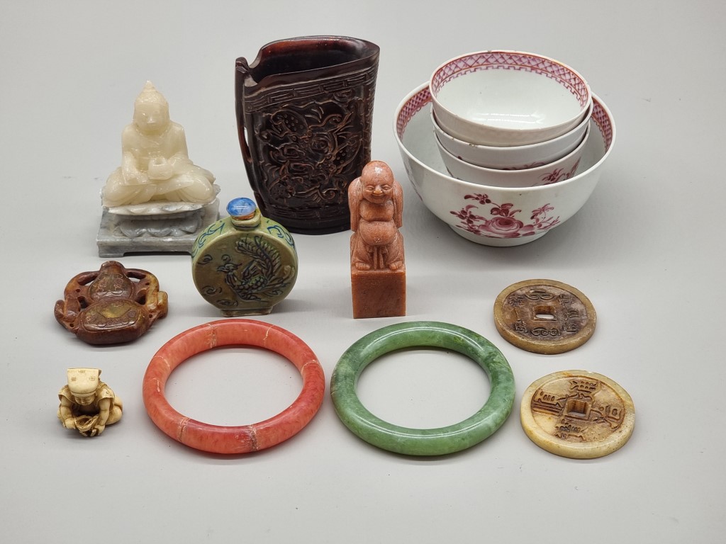 A mixed group of ceramics and works of art, to include jade.