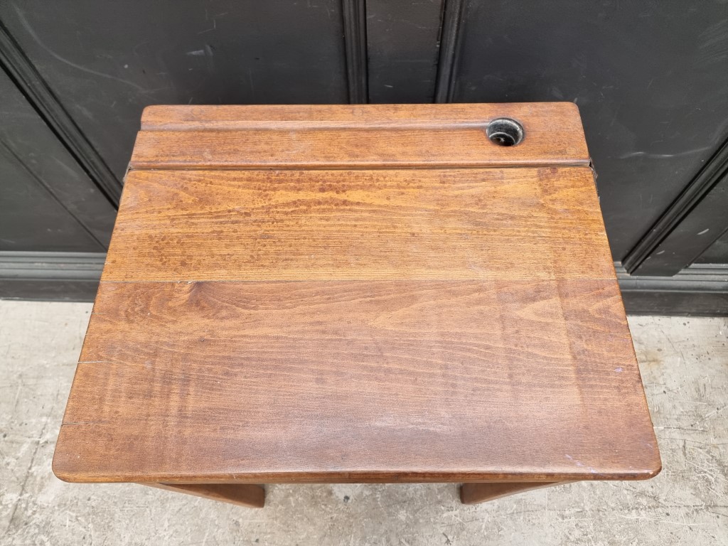 A vintage beech school desk, 56cm wide. - Image 2 of 4