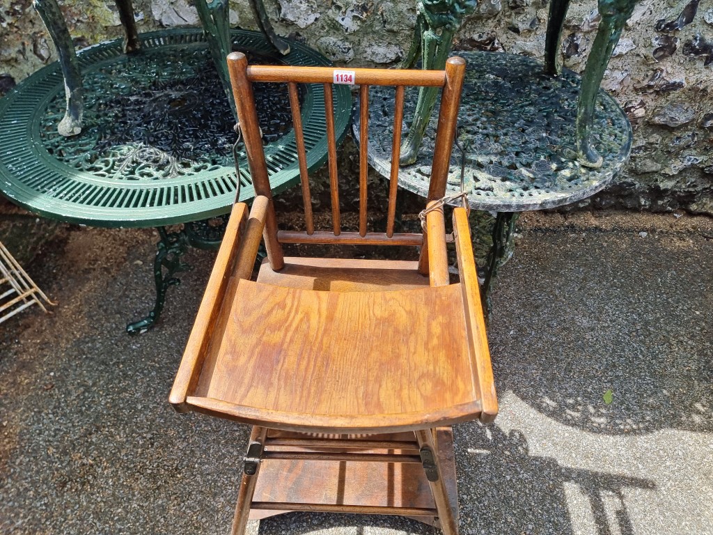 A vintage beech and plywood child's highchair. - Image 2 of 2