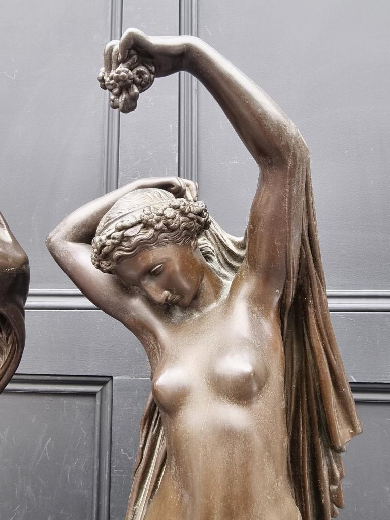 After Jean-Jacque Pradier, a large pair of bronzed resin figures emblematic of 'Night' and 'Day', - Image 2 of 5