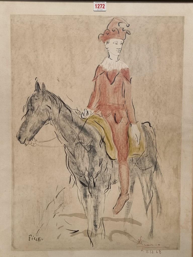 Pablo Picasso, 'Jester on Horseback', signed and dated 11.12.69, lithograph, 65.5 x 50cm.