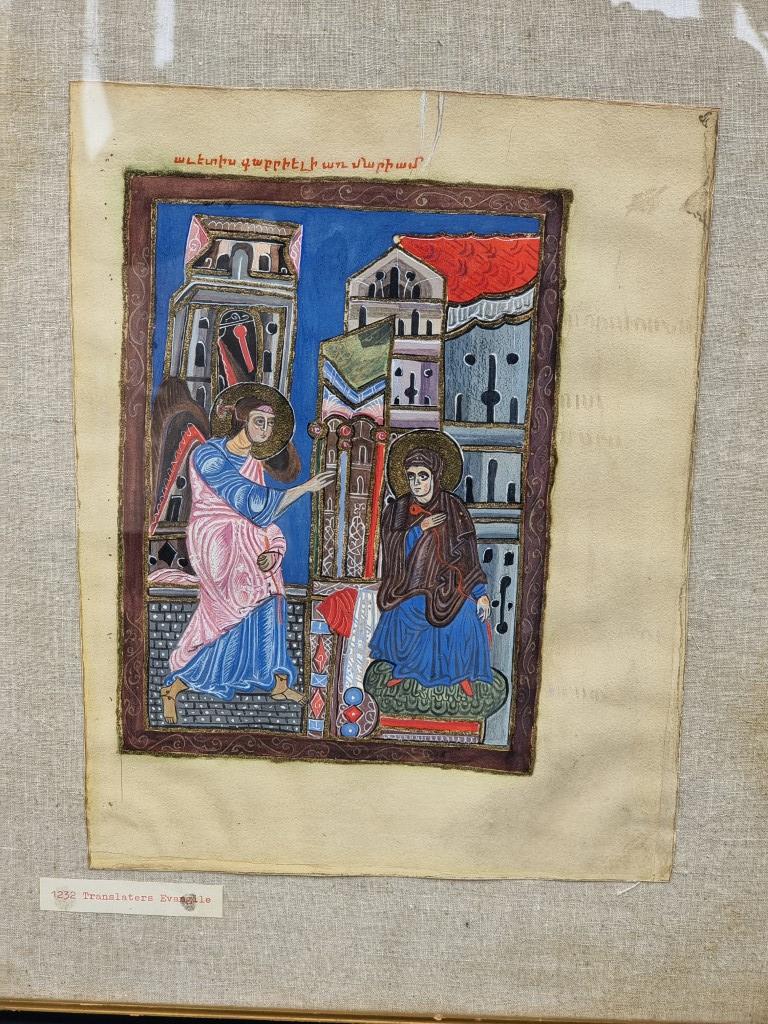 Follower of Armenian School, 'The Annunciation from Targmanchats Gospel', gouache, 29.5 x 23cm. - Image 2 of 5
