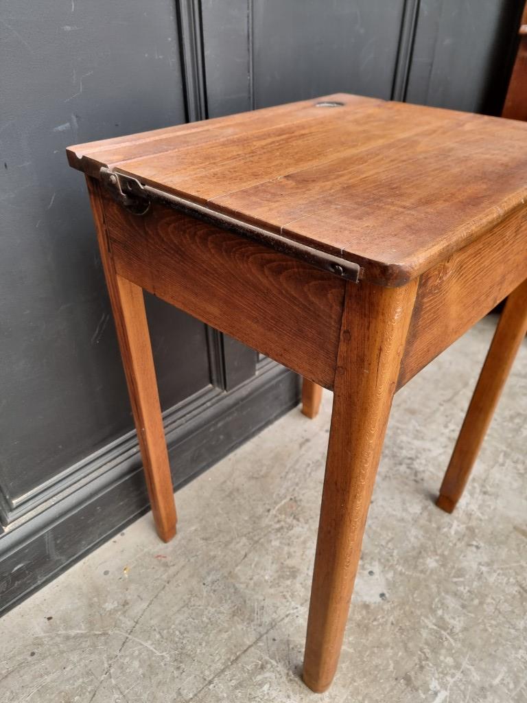 A vintage beech school desk, 56cm wide. - Image 4 of 4