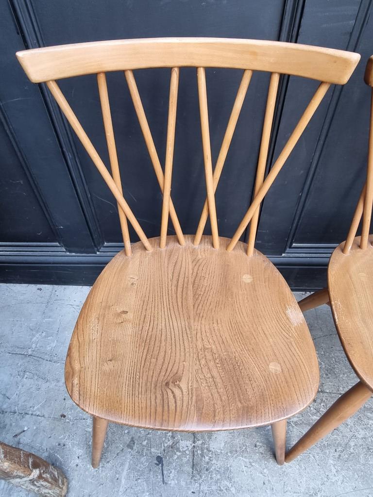 A set of four mid-century Ercol 'Candlestick' dining chairs. - Image 2 of 6