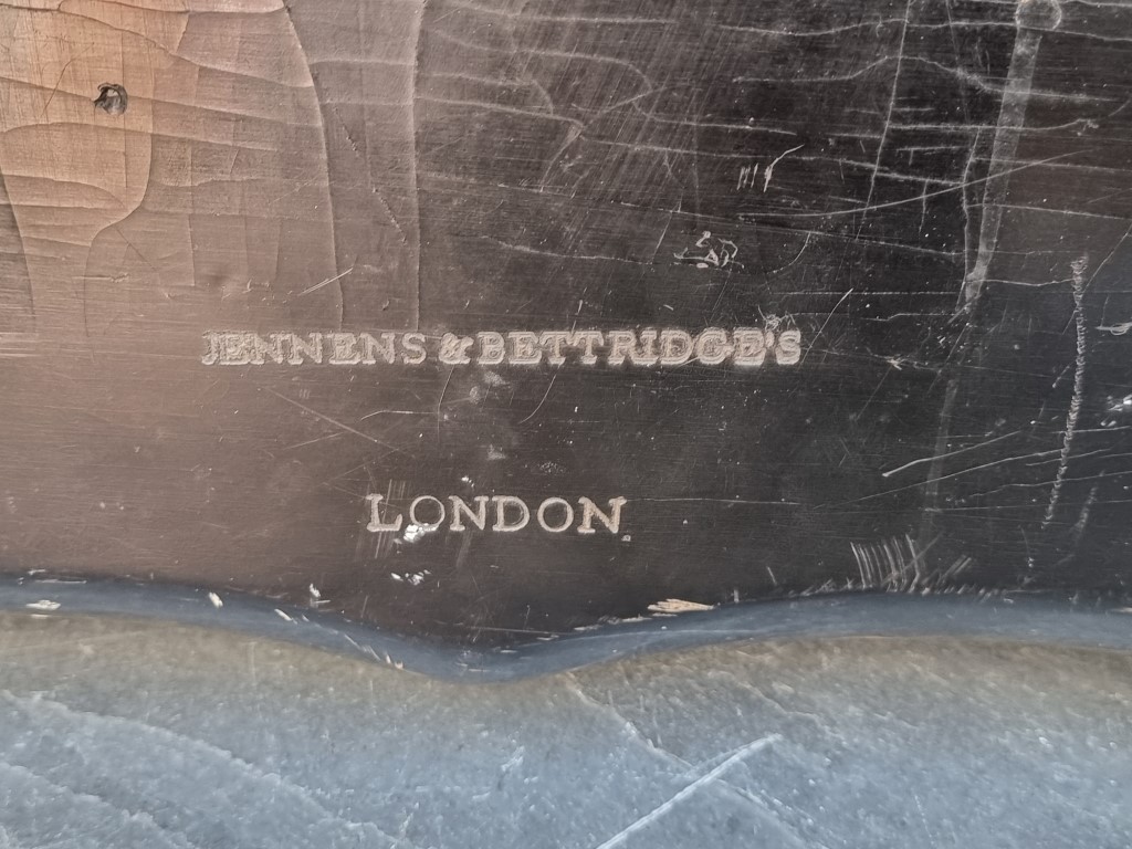 A 19th century papier mache tray, stamped 'Jennens & Bettridge's, London', 79cm wide. - Image 9 of 9