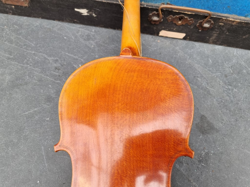 A violin, with 13in one-piece back, in ebonized case. - Image 4 of 6