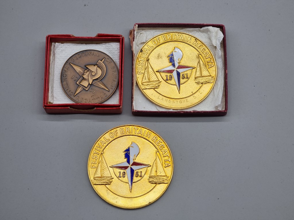 Four 'Festival of Britain Yachting Regatta' medals.