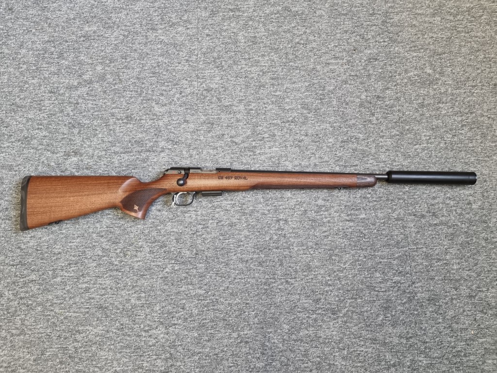 A CZ 457 Royal .22WMR/.17HMR bolt action rifle, Serial No.C834573, with sound rod.  PLEASE NOTE A