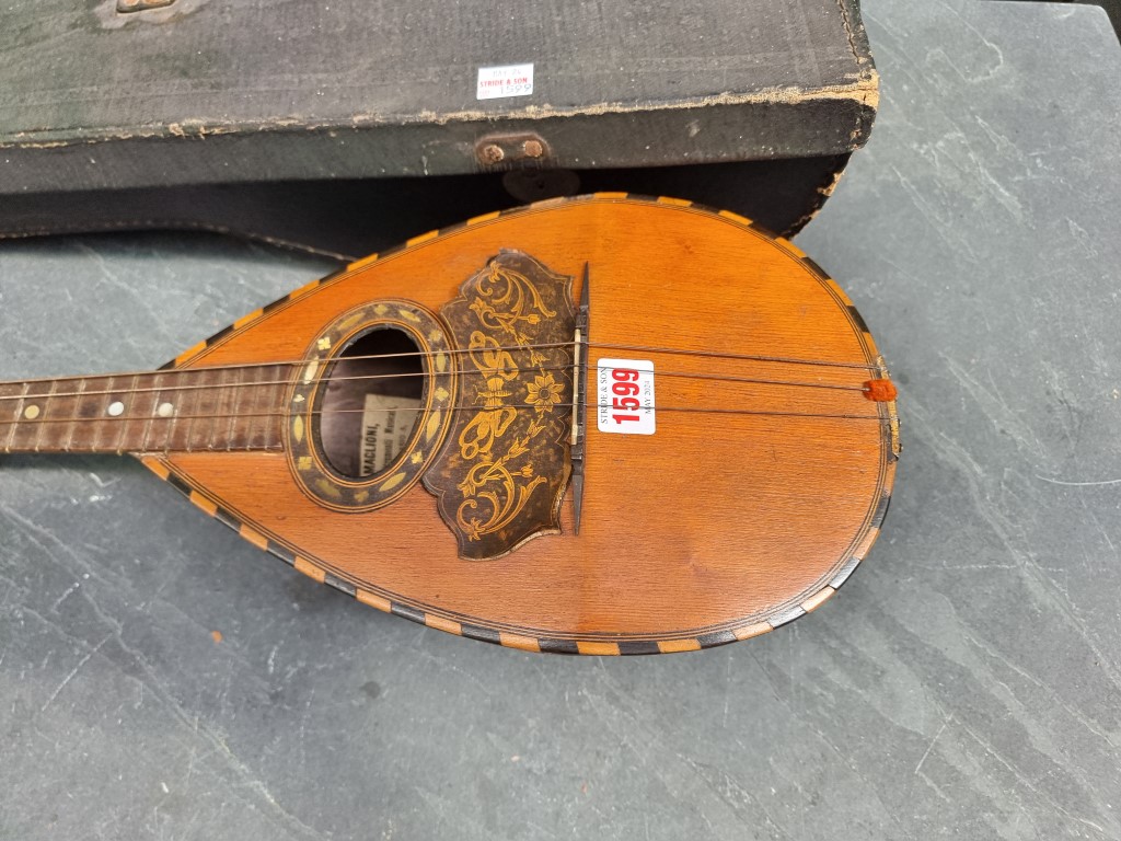 An Italian eight string mandolin, labelled 'Gennaro Maglioni, Napoli', in case. - Image 2 of 2