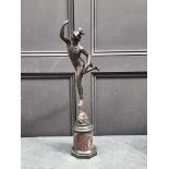 A large Grand Tour style bronze figure of Hermes, signed 'G Nisini, Roma', on marble socle, 68cm
