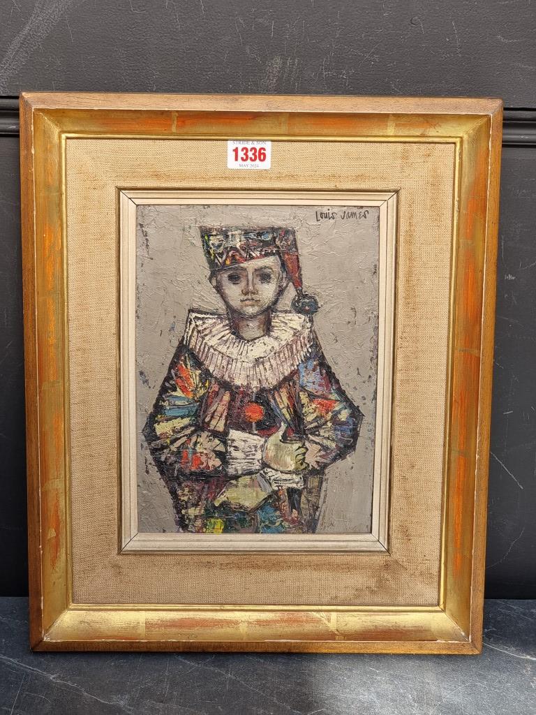Louis James, 'Boy in a Festival Costume', signed, inscribed and labelled verso, oil on board, 25 x
