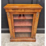 A Victorian walnut and inlaid pier cabinet, 76cm wide.