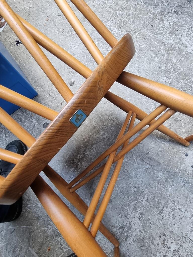 A set of four mid-century Ercol 'Candlestick' dining chairs. - Image 6 of 6