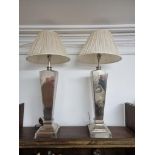 A large pair of metal table lamps, total height 82cm.