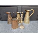 A collection of pewter and copper. (6)