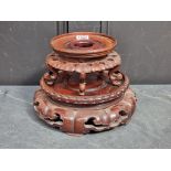 A Chinese carved hardwood jardiniere stand, aperture approx 20cm; together with another smaller
