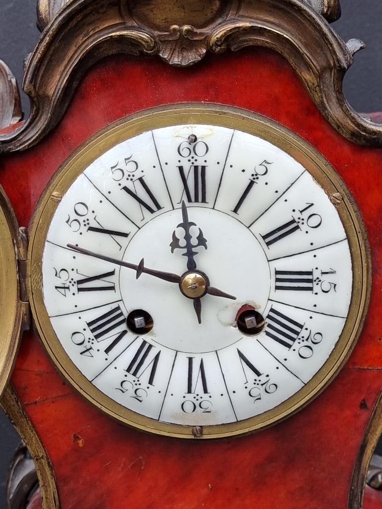 A Louis XV style tortoiseshell mantel clock, 39.5cm high, with pendulum. - Image 2 of 5