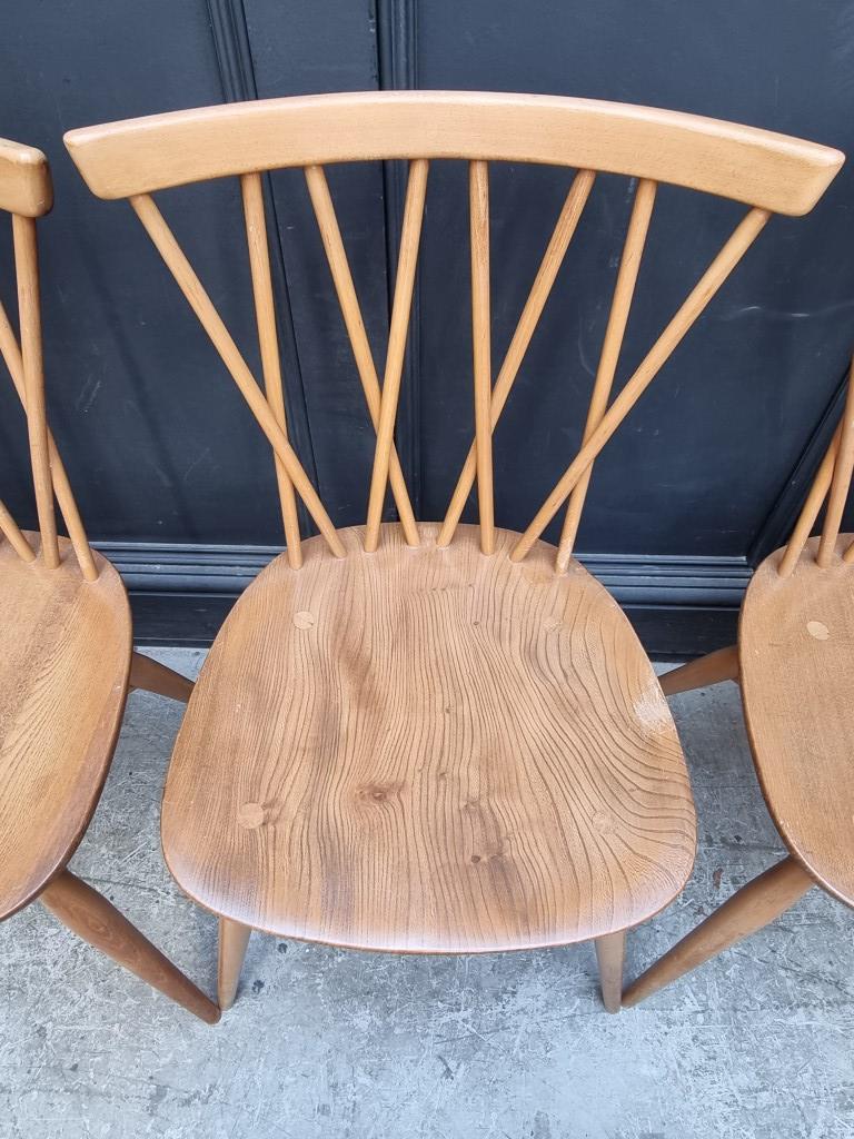 A set of four mid-century Ercol 'Candlestick' dining chairs. - Image 4 of 6