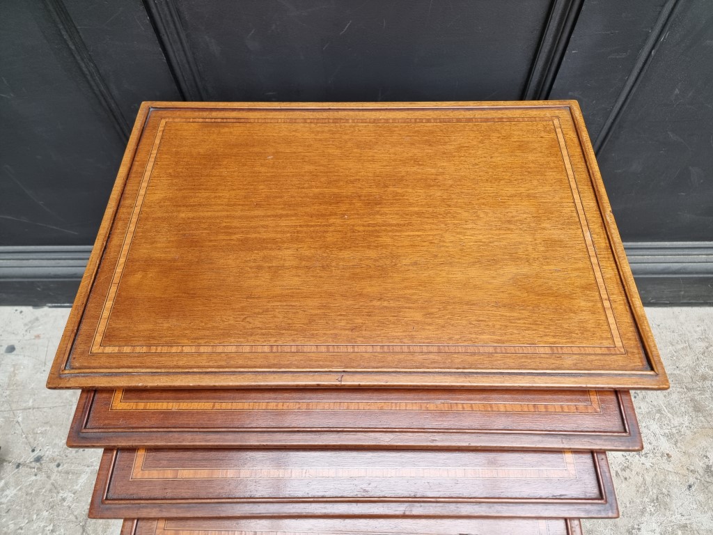 A set of Edwardian mahogany and satinwood banded quartetto tables, largest 56cm wide. - Image 2 of 3