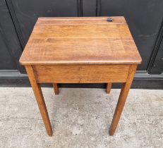 A vintage beech school desk, 56cm wide.