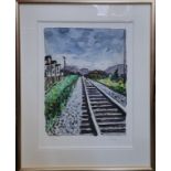 Bob Dylan, 'Train Tracks', signed in pencil and numbered 105/295, giclee print, I.54 x 41cm, with