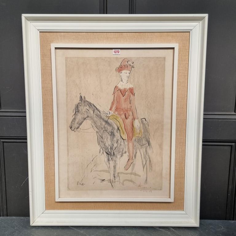 Pablo Picasso, 'Jester on Horseback', signed and dated 11.12.69, lithograph, 65.5 x 50cm. - Image 2 of 5