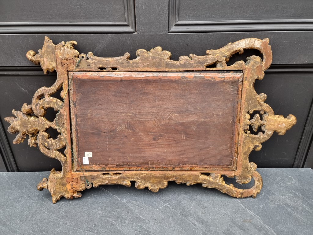 An 18th century carved giltwood framed wall mirror, 69 x 49cm. - Image 2 of 2