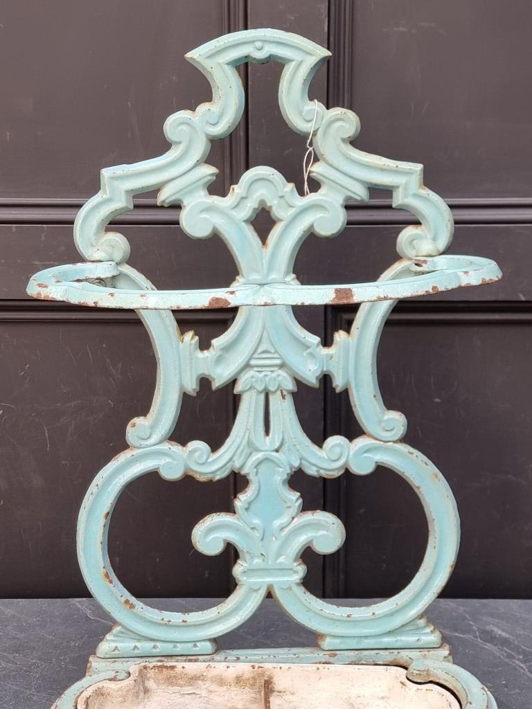 An unusual 19th century Continental enamel stick stand, 69.5cm high. - Image 2 of 3