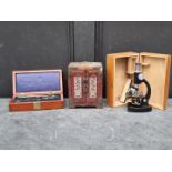 A mixed lot, to include a mahogany cased set of drawing instruments. (3)