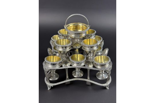 A good George III silver twelve egg cruet stand, by Rebecca Emes & Edward Barnard I, the frame - Image 1 of 5