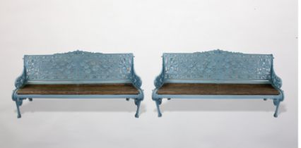 A pair of Coalbrookdale Nasturtium pattern cast iron seats