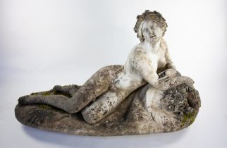 After Luigi Bienaimea: (1795-1878) A white marble figure of Reclining Bacchante