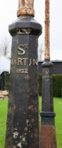 A pair of rare cast iron lamposts from St Martin, Carribbean