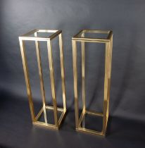 A pair of laquered brass and glass square pedestals by Pierre Vandel Paris