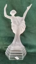Lalique style art deco lady figurine 27cm Ht