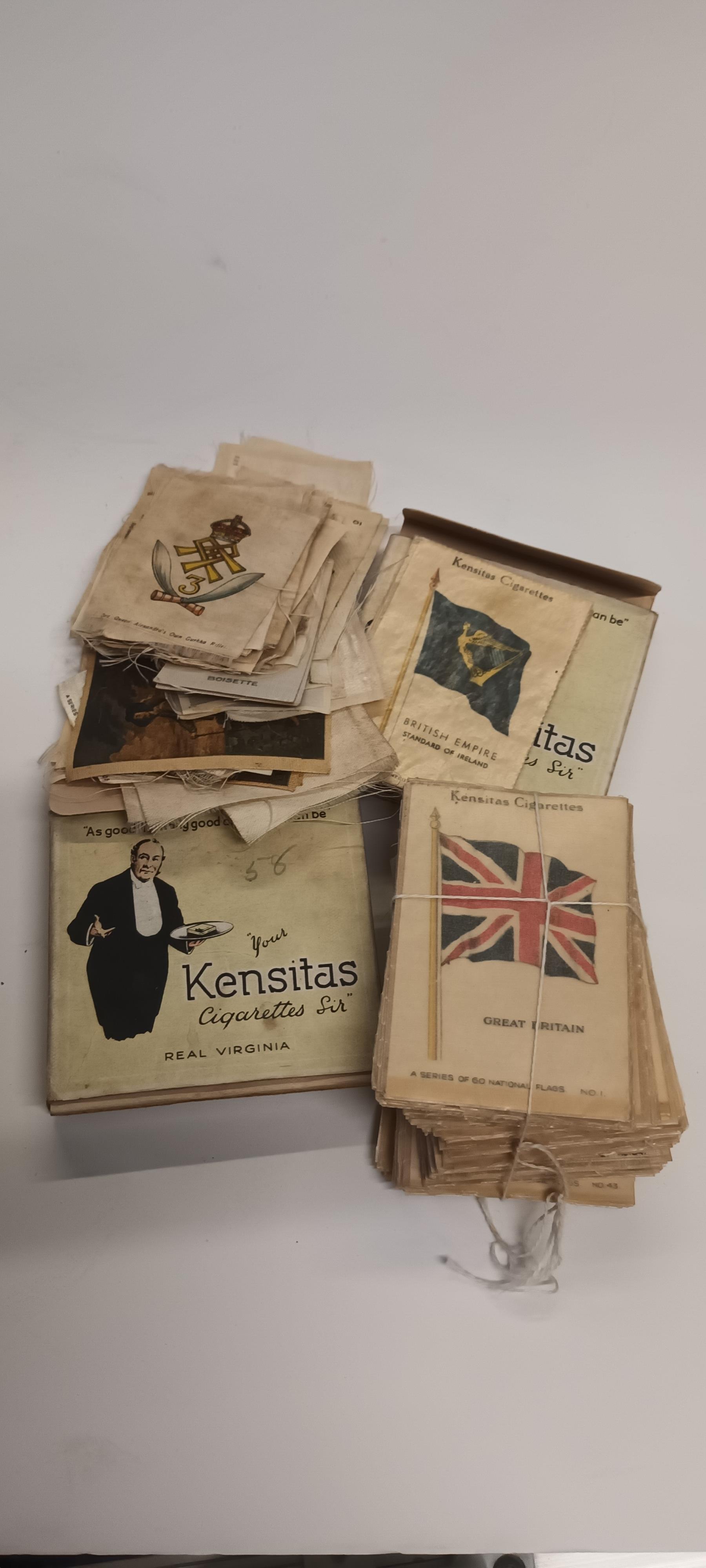 Box of Cigarette Card Albums plus tin of Kensitas American cigarette papers